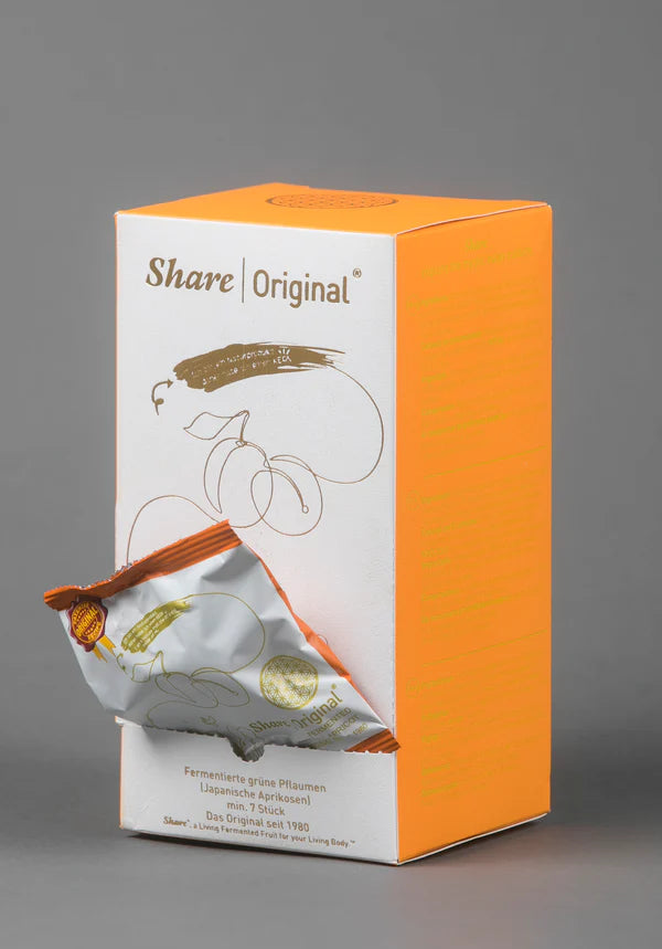 (7-day Plan) Share Original® Fermented Plum/Japanese Apricot (7pc Starter Box): 30+month fermented, effective natural alternative to lab-made laxatives/probiotics, vegan/non-GMO, individually wrapped packet easy for travel (Swiss-made, free shipping)