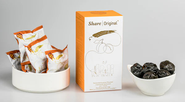 (7-day Plan) Share Original® Fermented Plum/Japanese Apricot (7-pc Organza Bag): 30+month fermented, effective natural alternative to lab-made laxatives/probiotics, vegan/non-GMO, individually wrapped packet easy for travel (Swiss-made, free shipping)