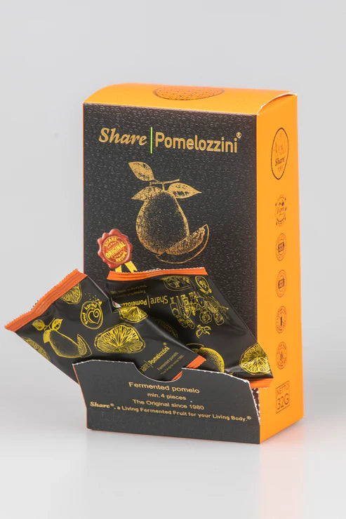 (4-8 day Plan) Share Pomelozzini® Fermented Pomelo/Grapefruit (4-pc Starter Box): 30+month fermented, effective natural alternative to lab-made laxatives/probiotics, vegan/non-GMO, individually wrapped packet easy for travel (Swiss-made, free shipping)